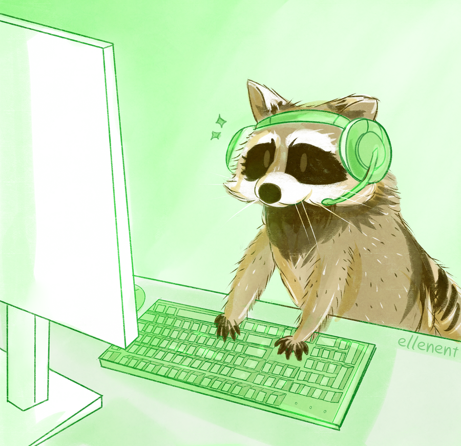 Gamer Raccon Commission - Gamer Raccoon by ellenent on DeviantArt