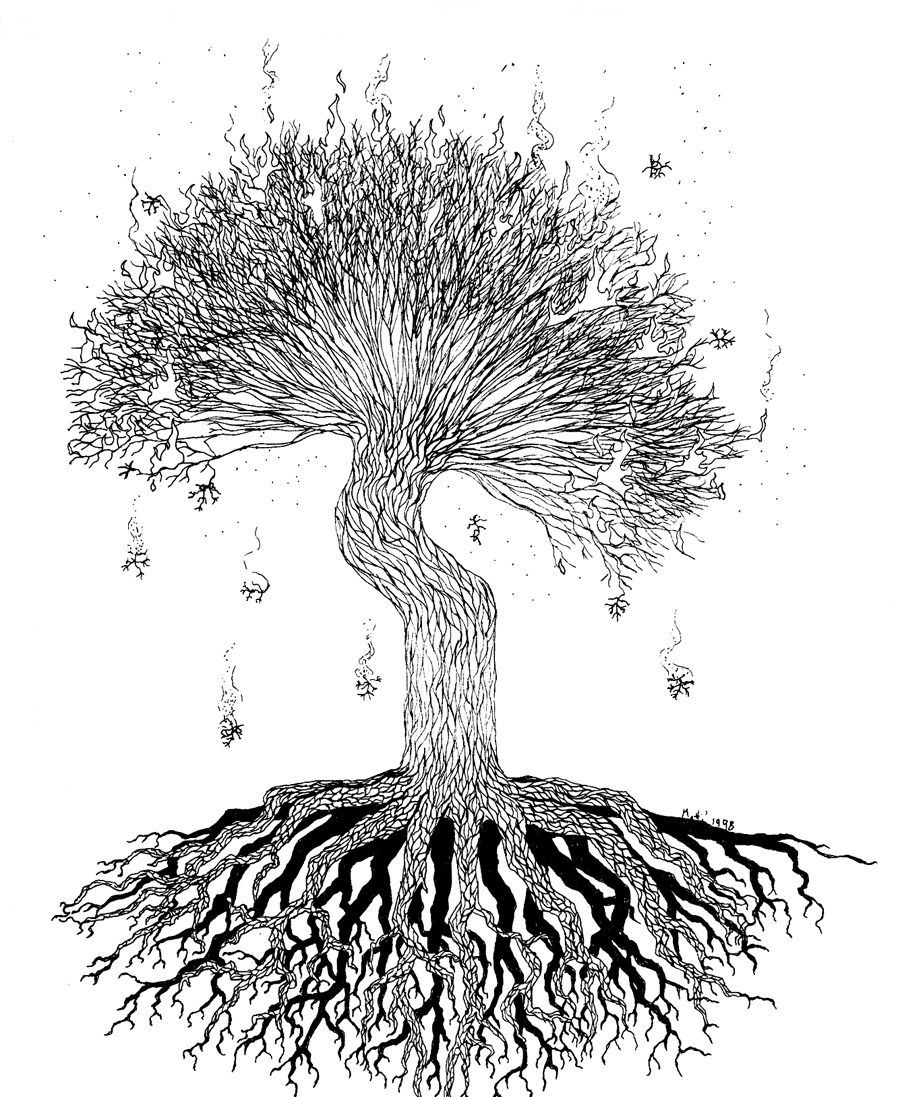 Burning Tree Ink Drawing Tree burning by MatiasK on DeviantArt