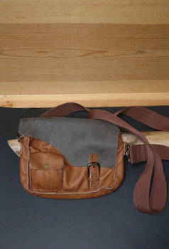 Bi-Colored Leather Messenger Bag