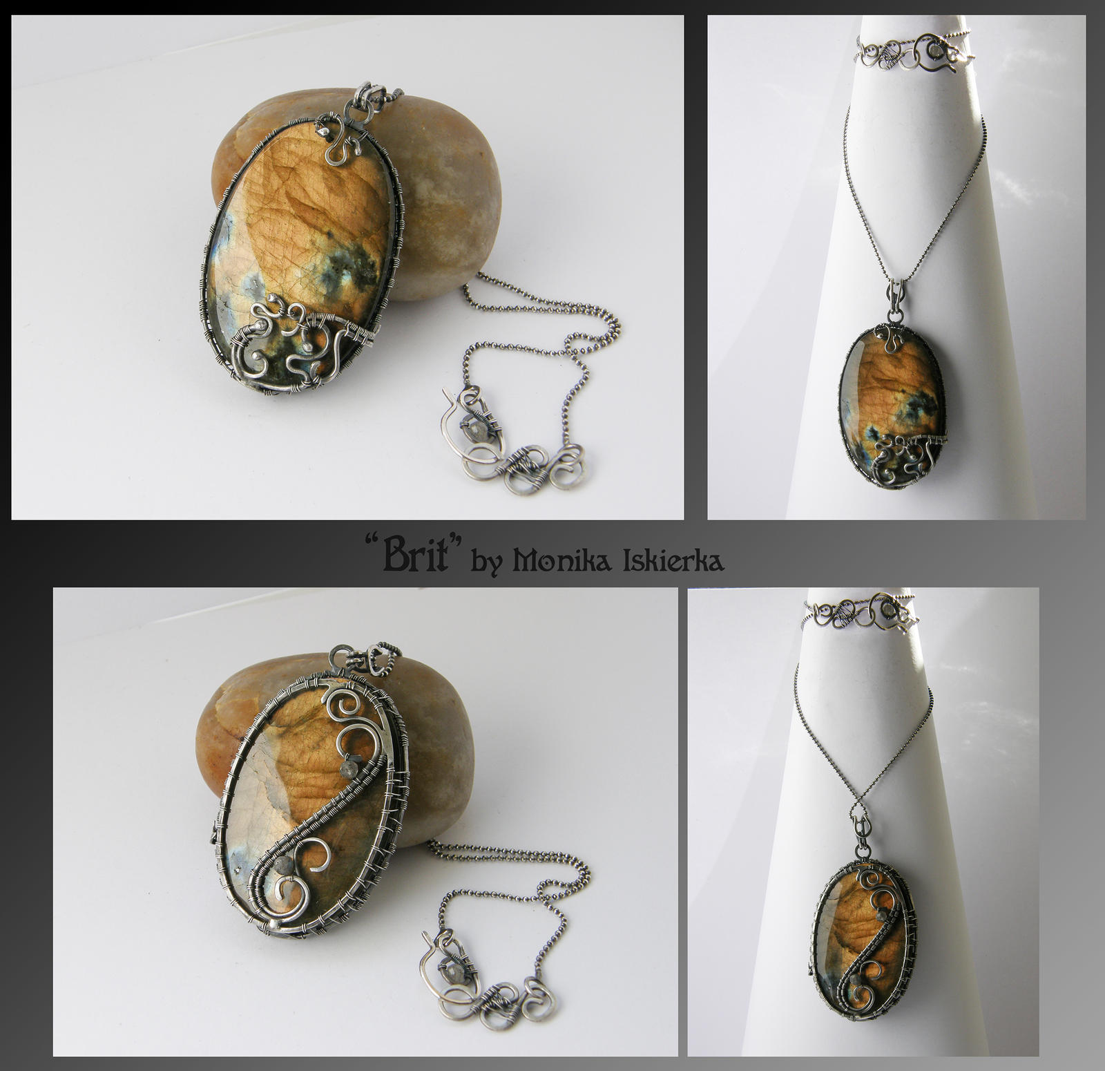 Brit- wire wrapped 2side pendant