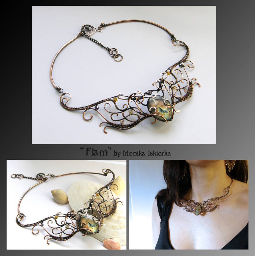 Flam- wire wrapped necklace by mea00
