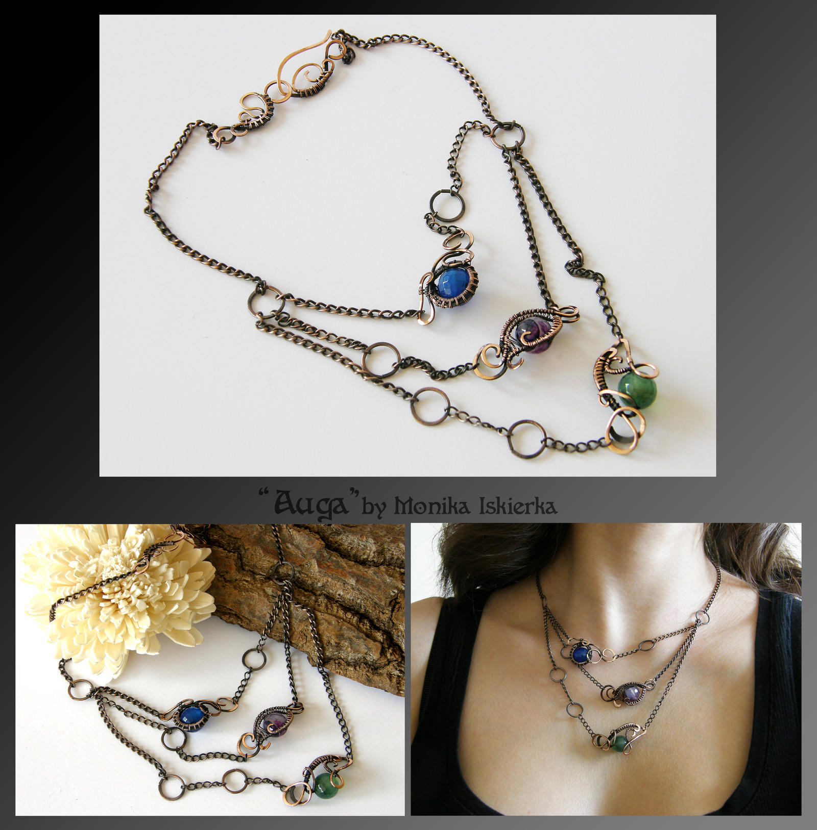 Auga- wire wrapped copper necklace