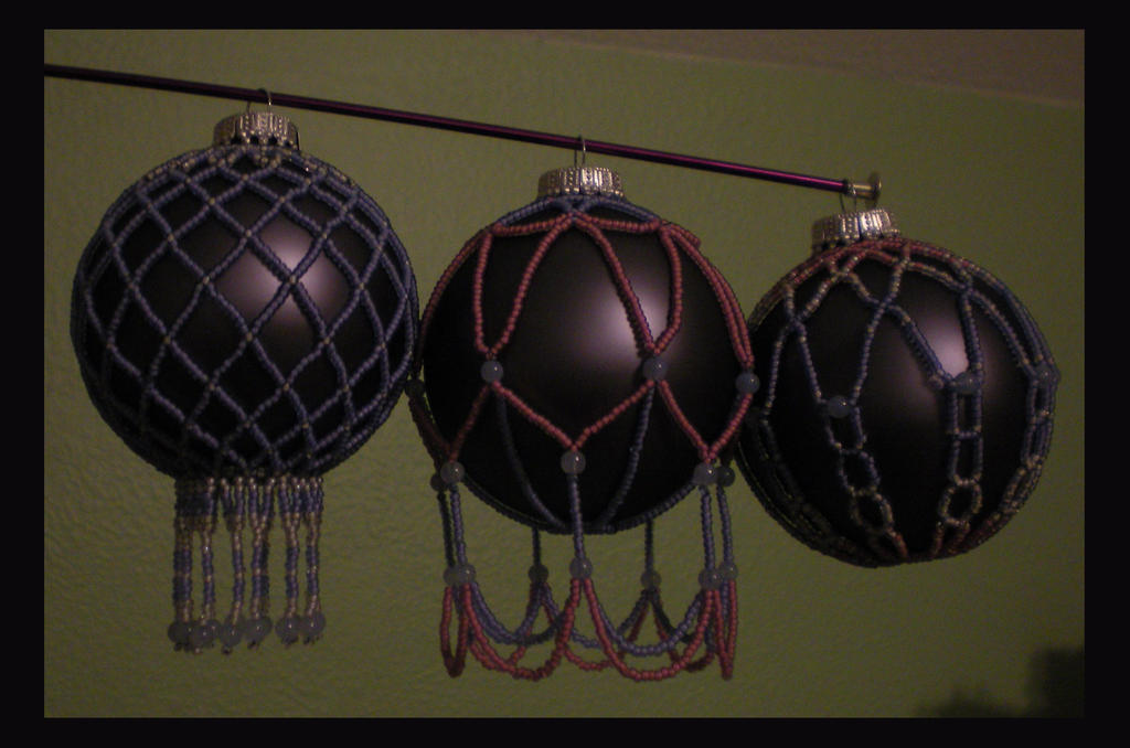 3 beaded ornaments