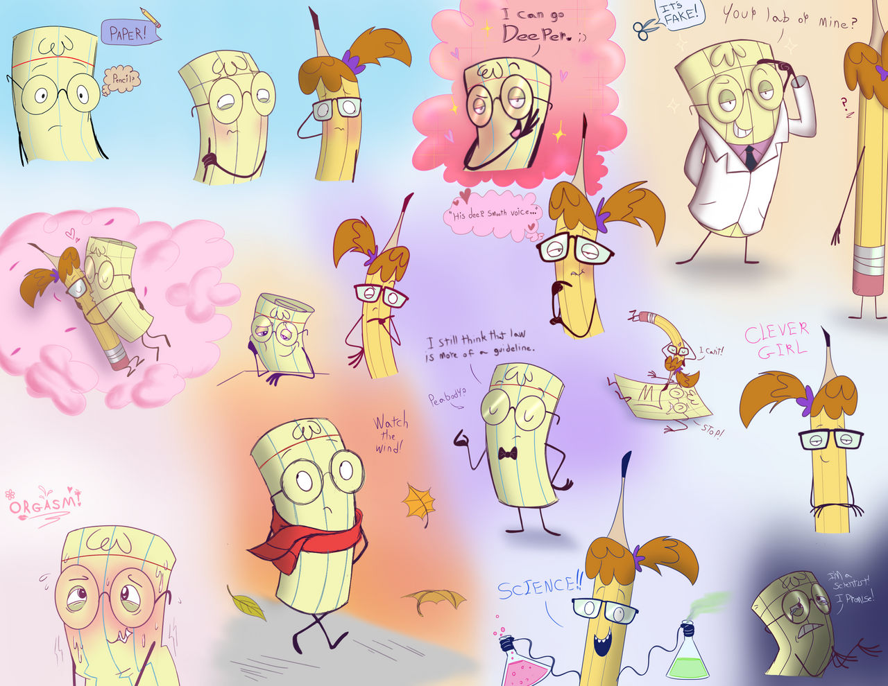 Paper (and Pencil) drawing montage by ladyfoxmock on DeviantArt