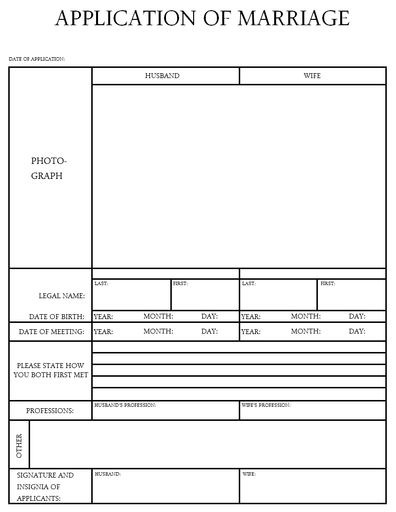 Marriage Certificate Blank