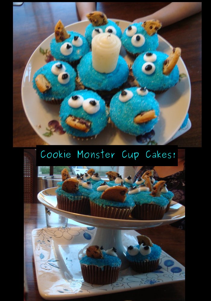 Cookie Monster Cup Cakes