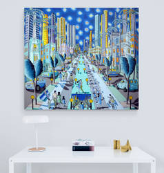 Rothschild Avenue Blue Monochrome naive artworks by shharc