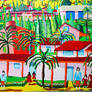 houses buildings Kibbutz Beari painting  Gaza art