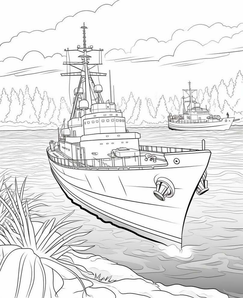 Warships Coloring Pages in Premium Quality by ColoringBooksArt on ...