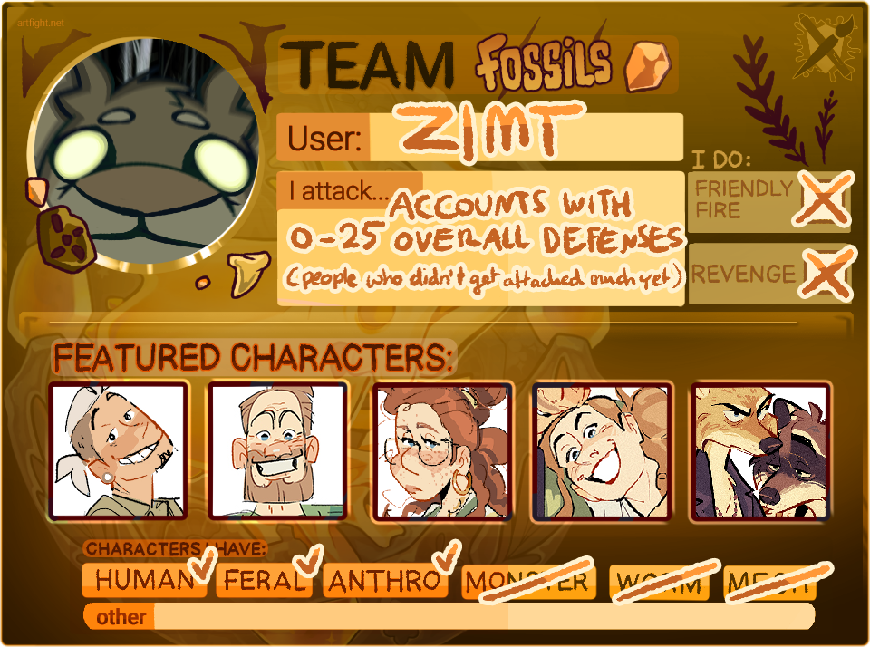 ArtFight 2025 Team Fossils!! by ZimtHandmade on DeviantArt