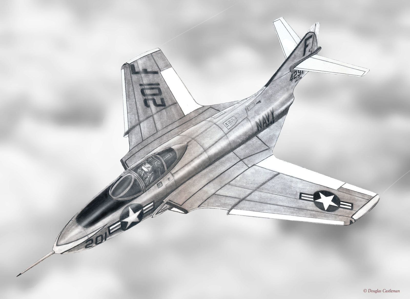 Grumman F9F Cougar Drawing by DouglasCastleman on DeviantArt