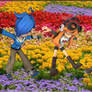Tari, Meggy and saiko sneezing in flowers