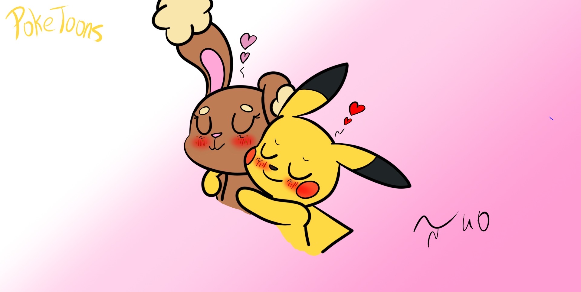 PokeToons- Pikachu x Buneary cuddle