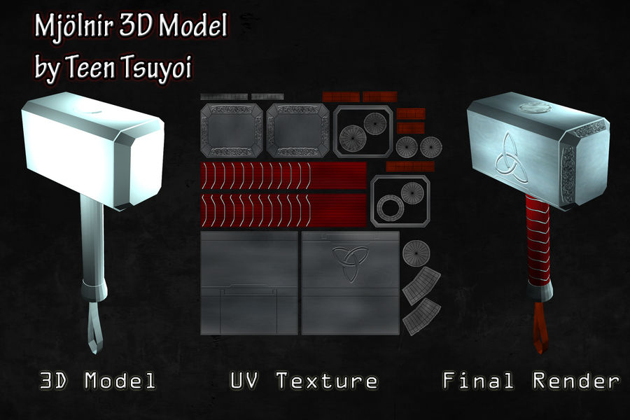 Mjolnir (Thor Hammer) - UV Texture by TeenTsuyoi on DeviantArt
