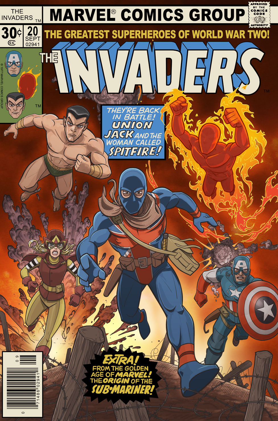 Invaders #8 NM- 9.2 1st Union Jack Cover, a Beautiful Classic Marvel Comics  c187 | Comic Books - Bronze Age, Marvel, Invaders, Superhero