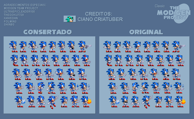 Sonic Modgen Original and Fixed Sprites Sheet by SonicFanSheet on DeviantArt