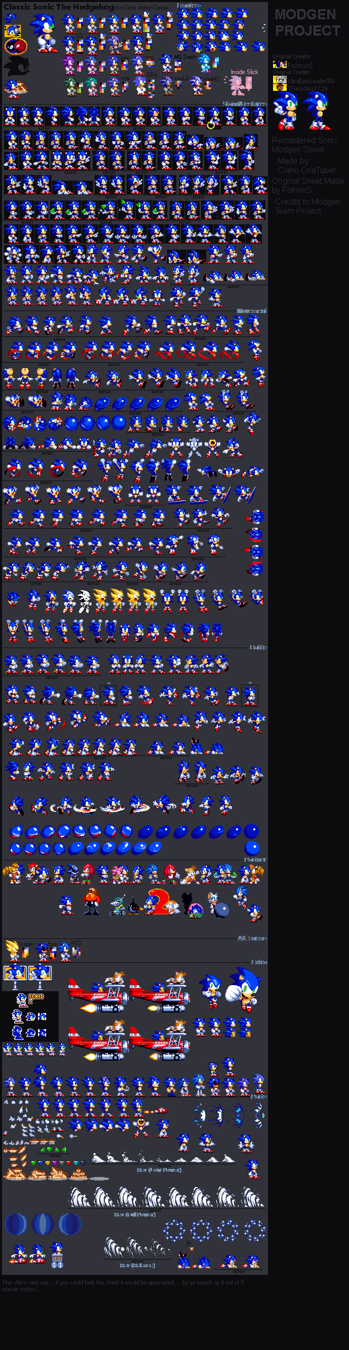 Sonic 3 Sprite Sheet Remastered