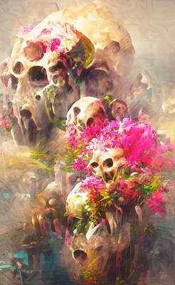 AI ART: Flowered Skulls