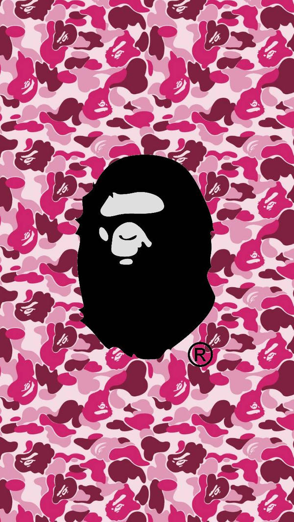 Bape Pink Camo + Black Bape Head Mobile Wallpaper by ...