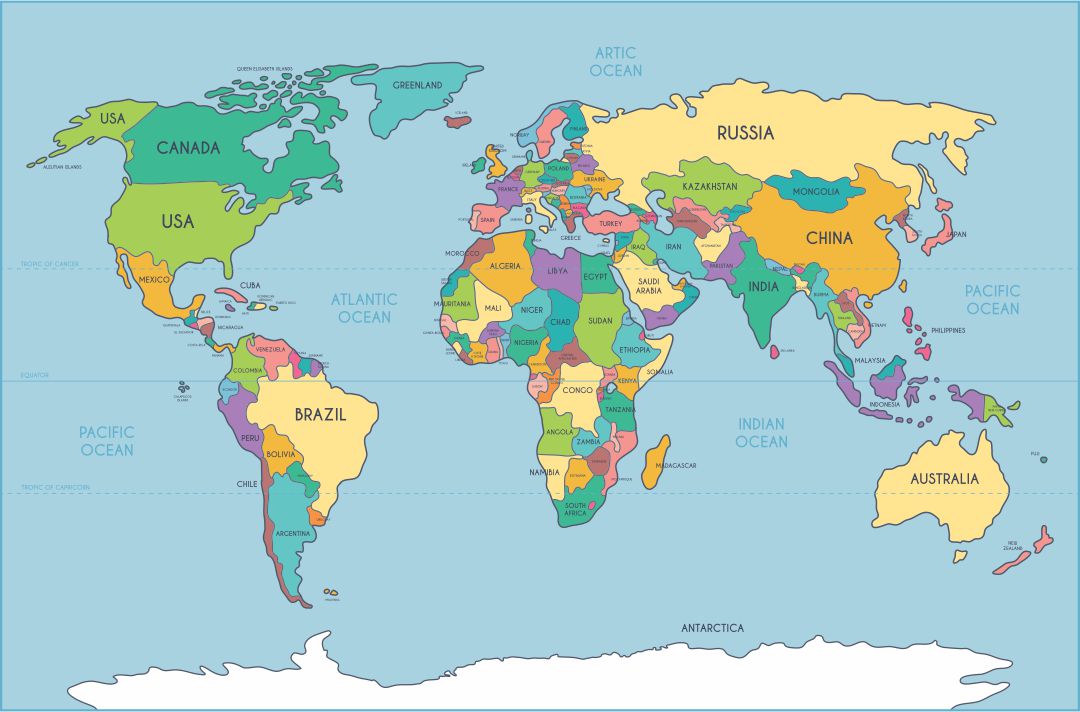 Printable World Map For Kids With Countries