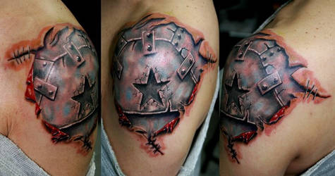 Armor   free hand  tattoo