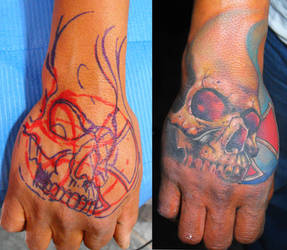 freehand skull tattoo