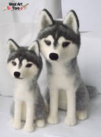 Needle felted Siberian Huskies