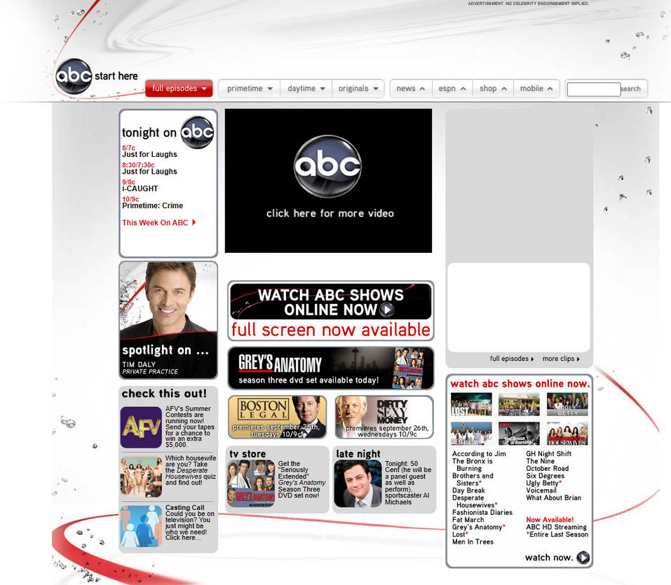 Abc Web ABC.com website (2007) by SyfyCruz28onDA on DeviantArt