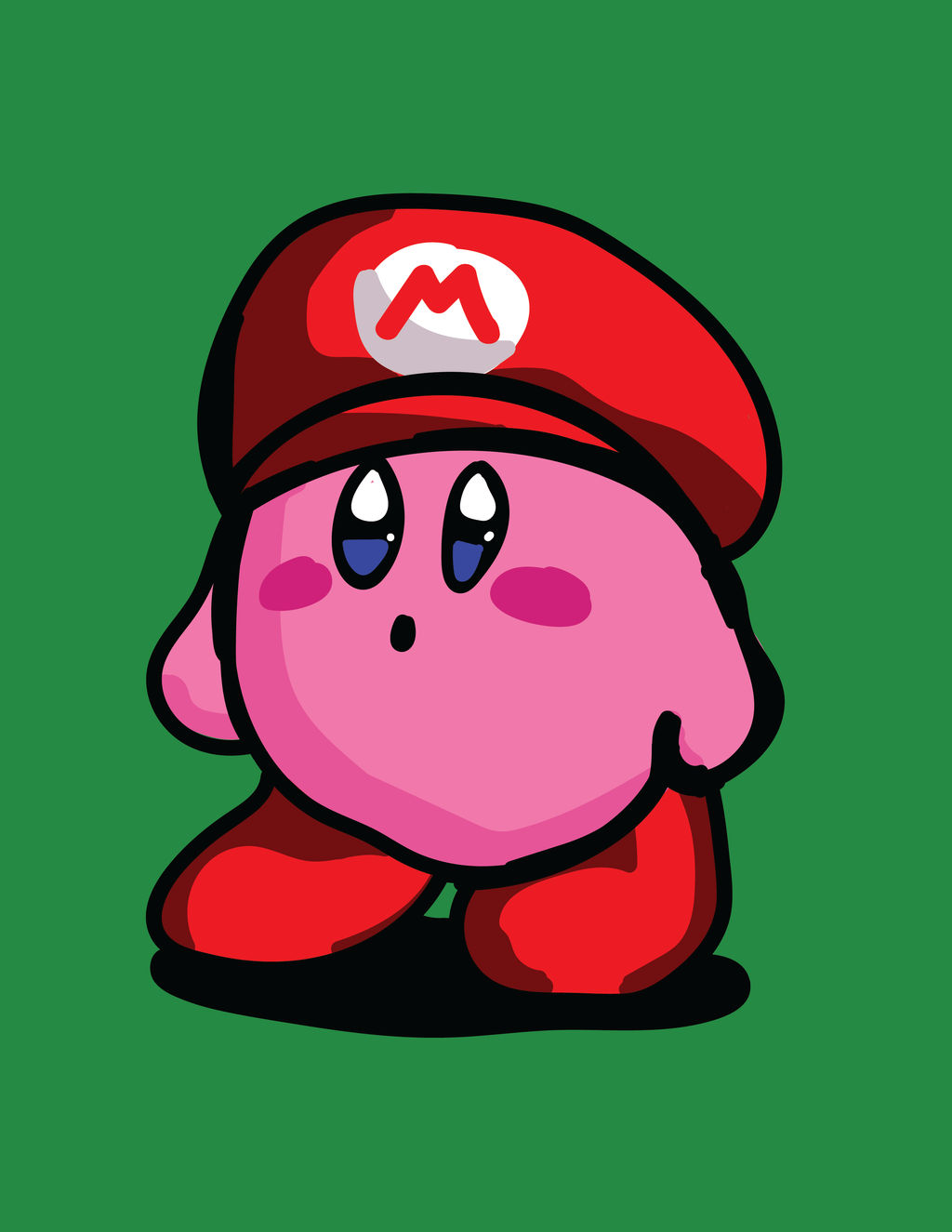 Kirby with Mario Hat Fanart