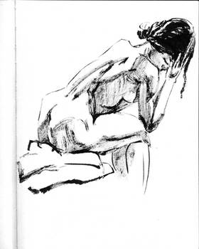 Life drawing, 30 mins. Brush and India ink
