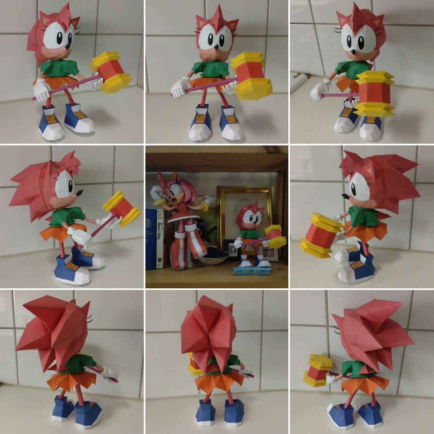 Amy Rose papercraft more angles by minidelirium on DeviantArt