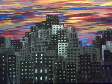 Acrylic Abstract of 11x14 canvas titled -Dark City