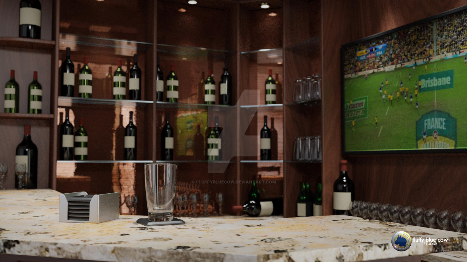 3D Concept Bar mockup for TheWoodStudio