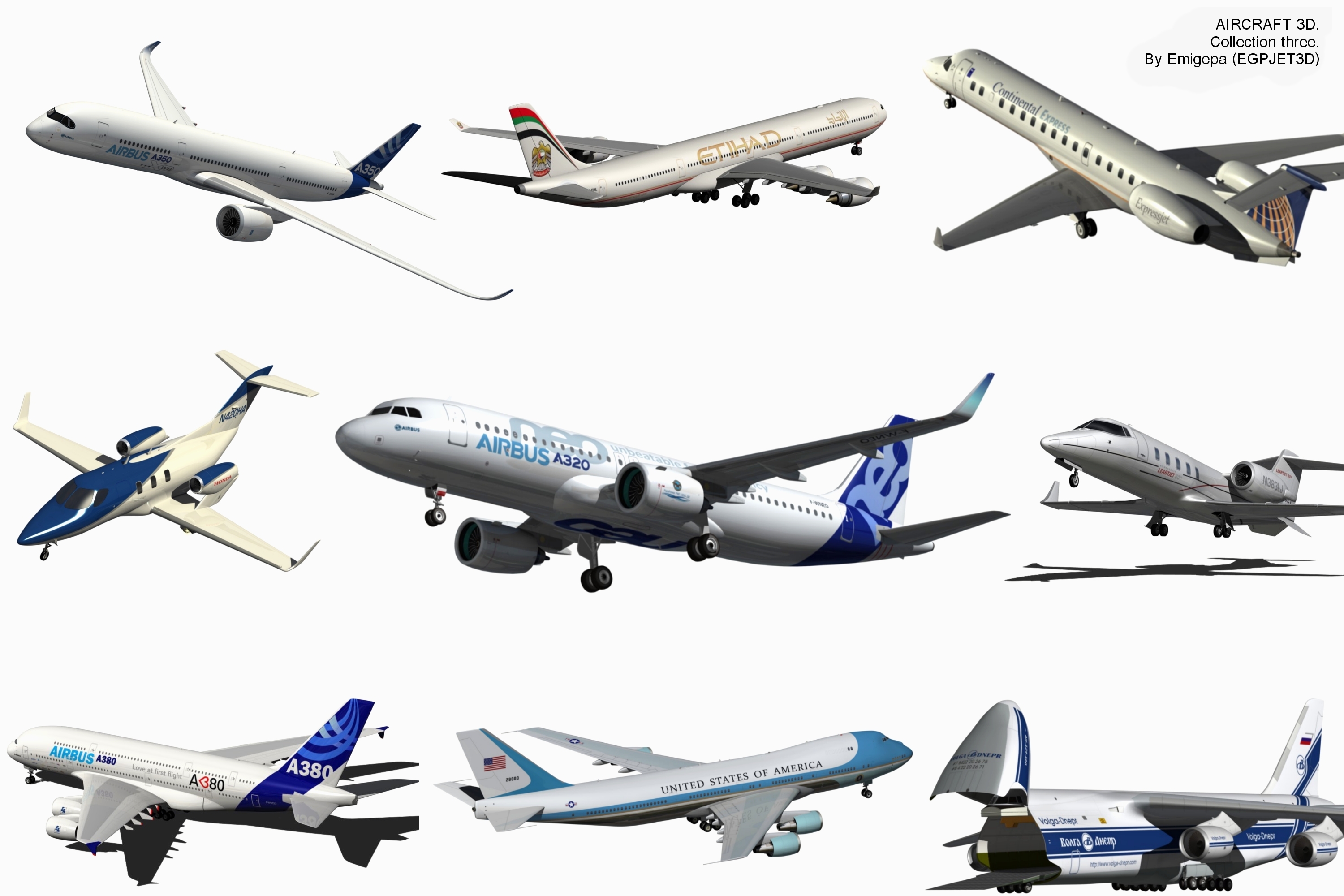 Aircraft 3D collection three.