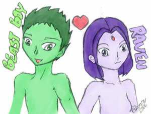 Beast Boy Raven Love Love by teentitans