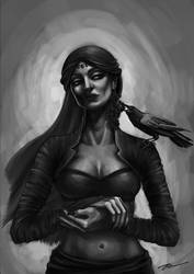 lady and crow