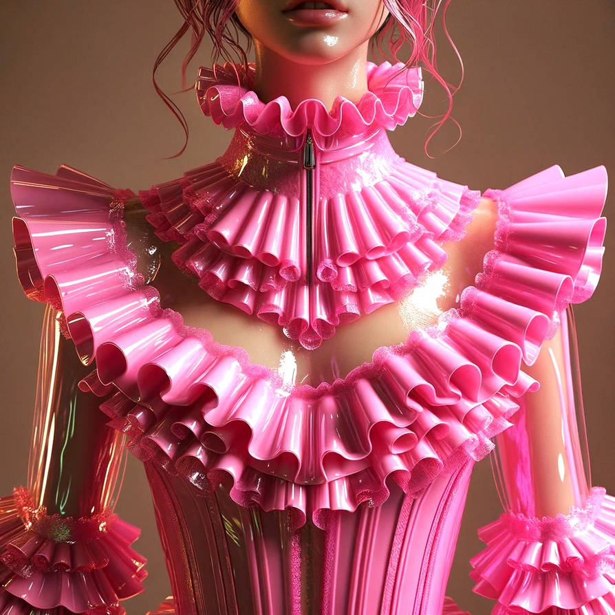 bright pink PVC princess dress with ruffles and co by ArtificialSissy ...