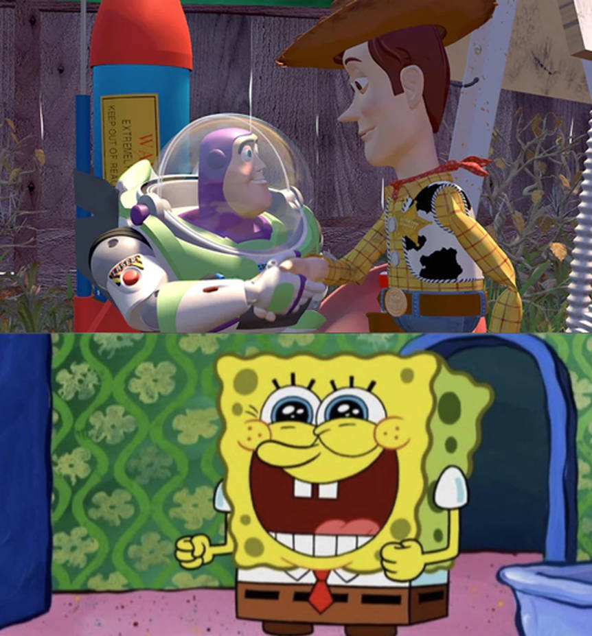 Buzz Happy Woody and Buzz handshake makes SB happy by ThomasTenCents34526 on ...