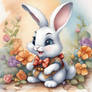 Easter Bunny in a Garden of Flowers