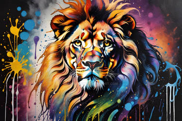 Vibrant Lion in a Dreamscape