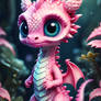 Dreamy Pink Dragon in a Magic Field