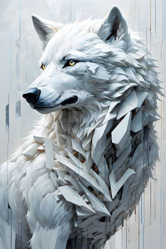 Majestic White Wolf With Geometric Pattern