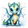 Adorable Watercolor Baby Dragon
