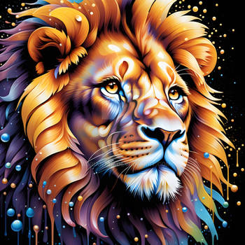 Radiant Lion with Colorful Mane