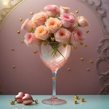 Pink Rose in a Crystal Wine Glass