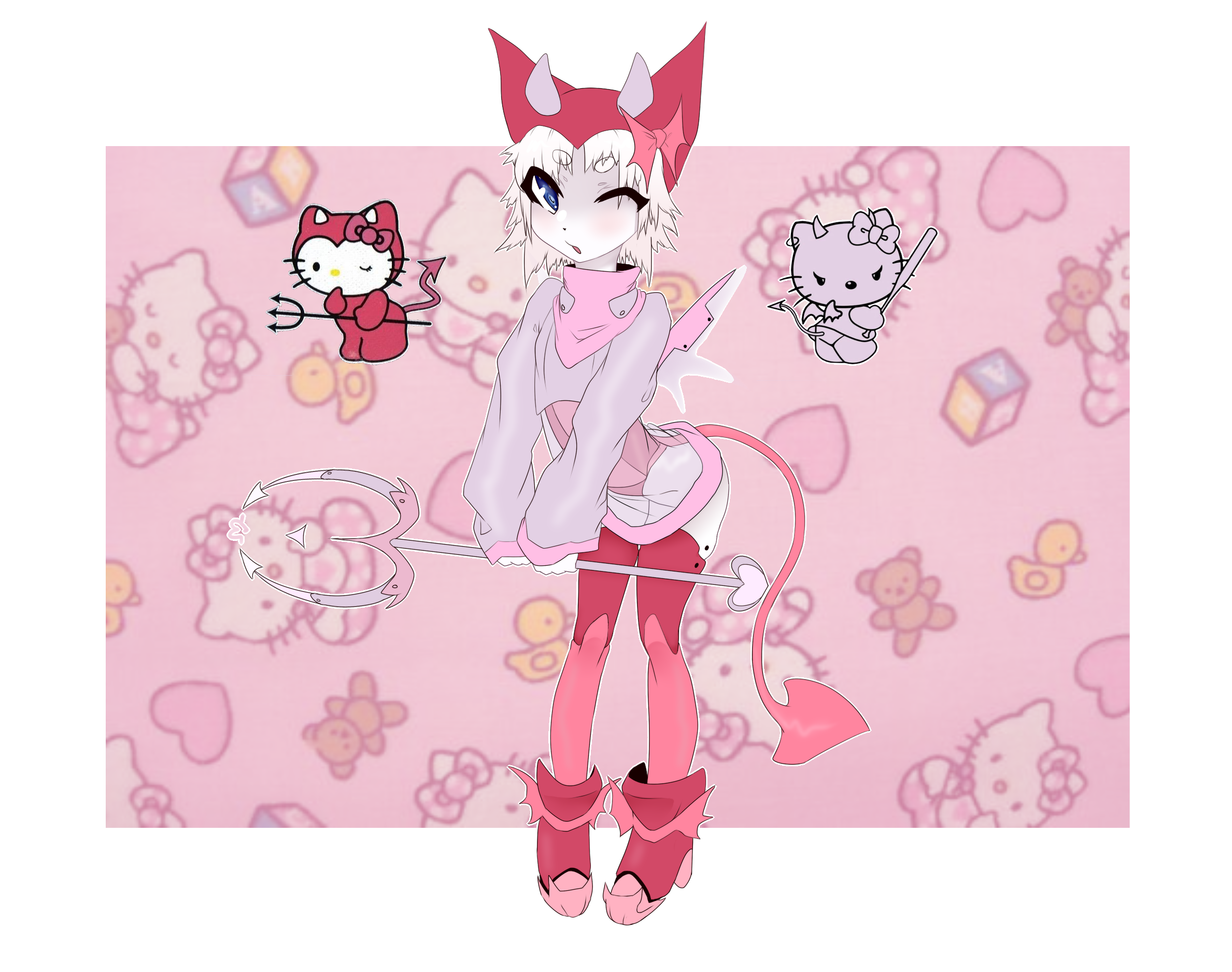cyberpunk hello kitty - adopt - $15 by stupid-kiddie on DeviantArt