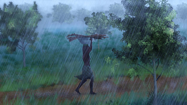 A girl under the rain