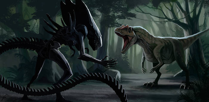 Alien vs allosaurus