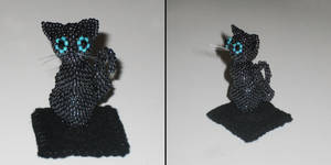 Bead Sculpted Black Kitten by Hope555