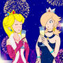 Peach and Rosalina celebrating the new year 